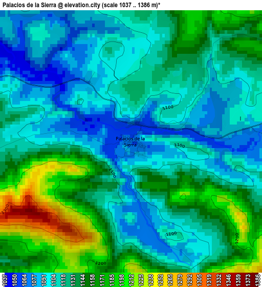 Palacios de la Sierra elevation map