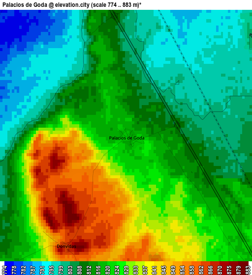 Palacios de Goda elevation map