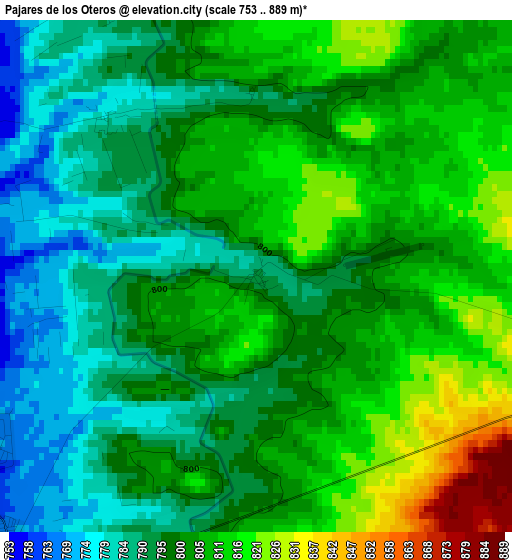 Pajares de los Oteros elevation map