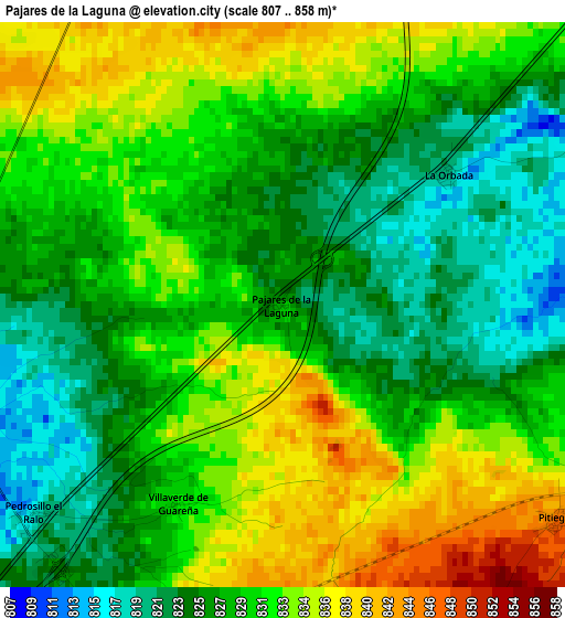 Pajares de la Laguna elevation map