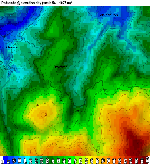 Padrenda elevation map