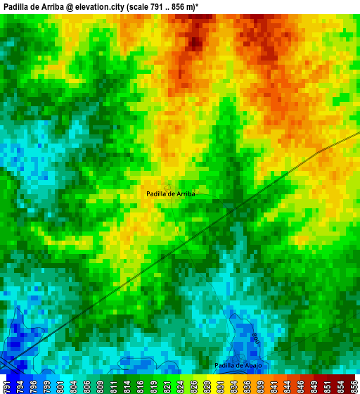 Padilla de Arriba elevation map