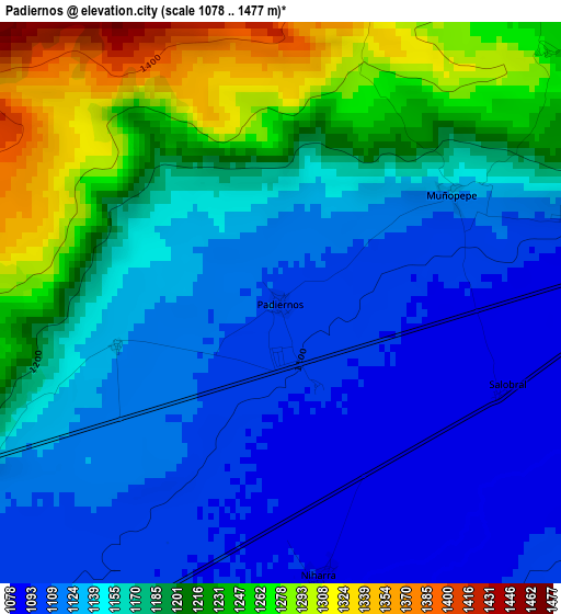 Padiernos elevation map