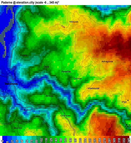 Paderne elevation map