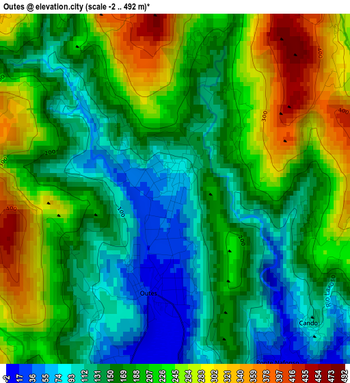 Outes elevation map
