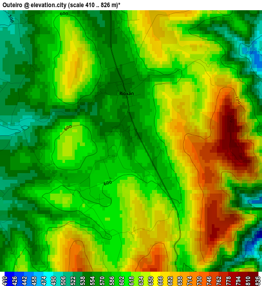 Outeiro elevation map