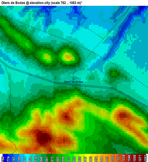 Otero de Bodas elevation map