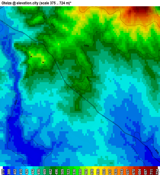 Oteiza elevation map