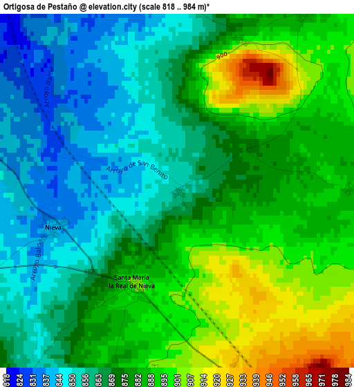 Ortigosa de Pestaño elevation map