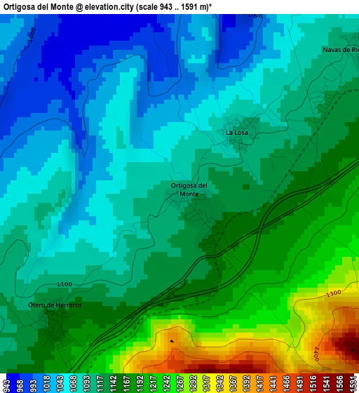 Ortigosa del Monte elevation map