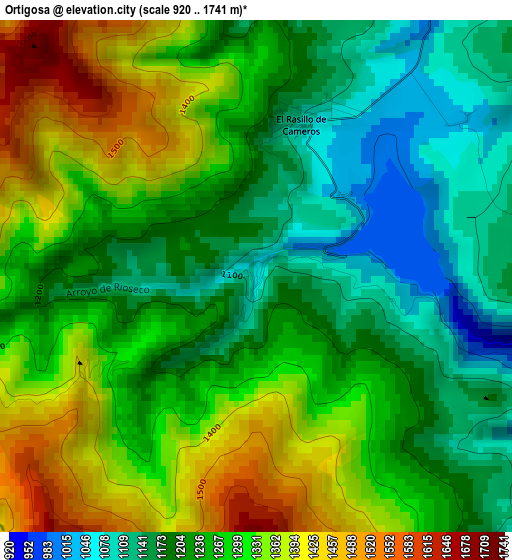 Ortigosa elevation map