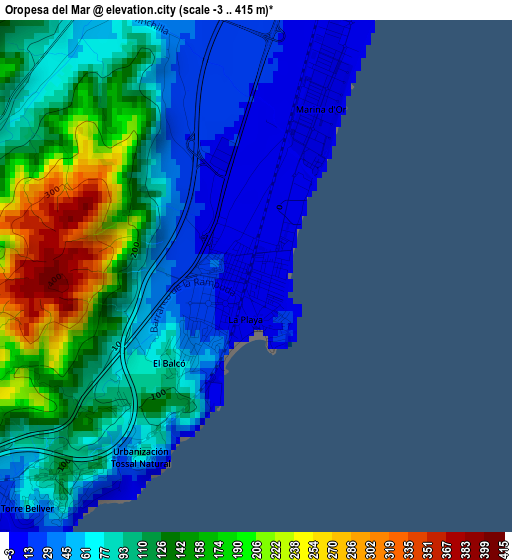 Oropesa del Mar elevation map