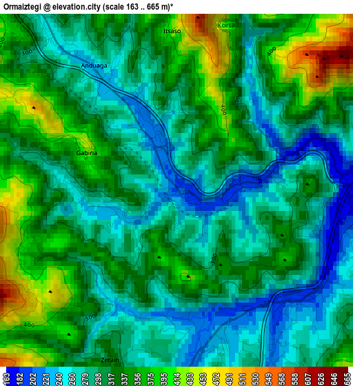 Ormaiztegi elevation map