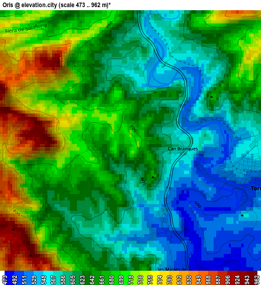 Orís elevation map