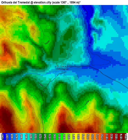 Orihuela del Tremedal elevation map