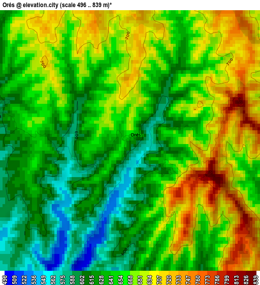 Orés elevation map