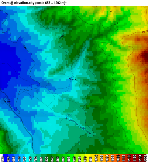 Orera elevation map