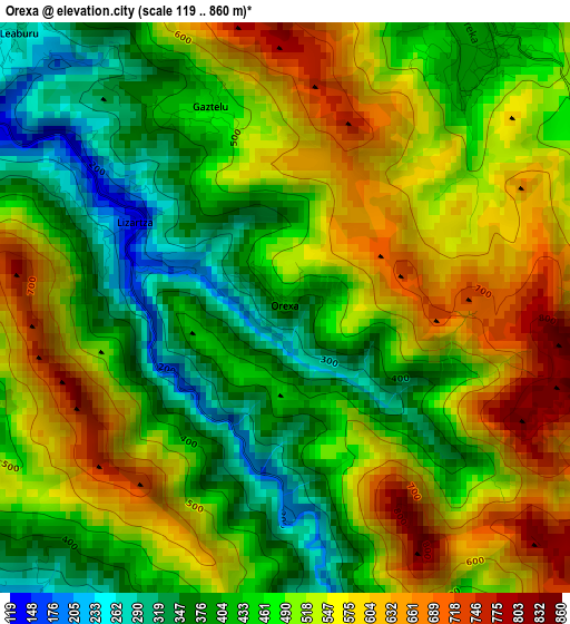 Orexa elevation map