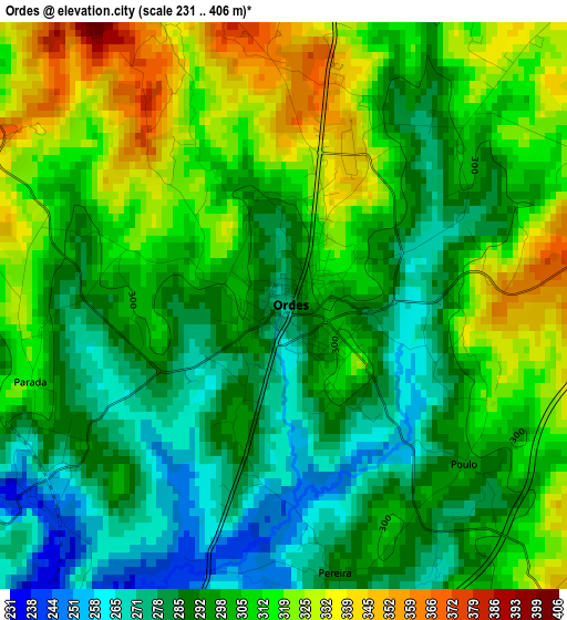 Ordes elevation map