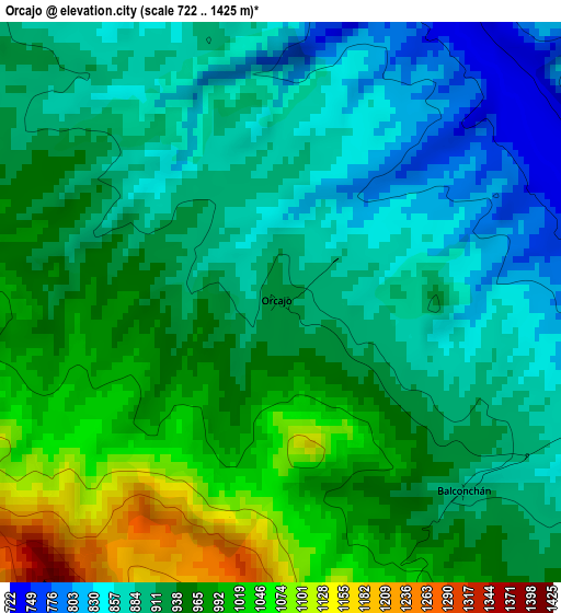 Orcajo elevation map