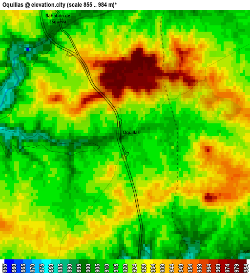 Oquillas elevation map