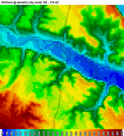 Ontiñena elevation map