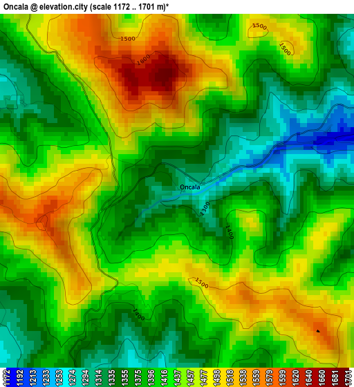 Oncala elevation map