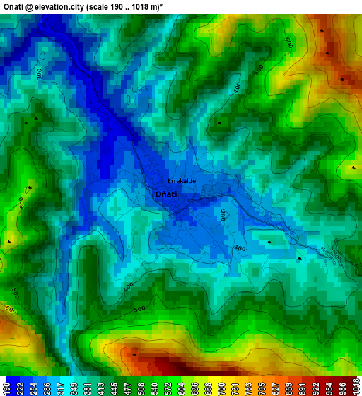 Oñati elevation map