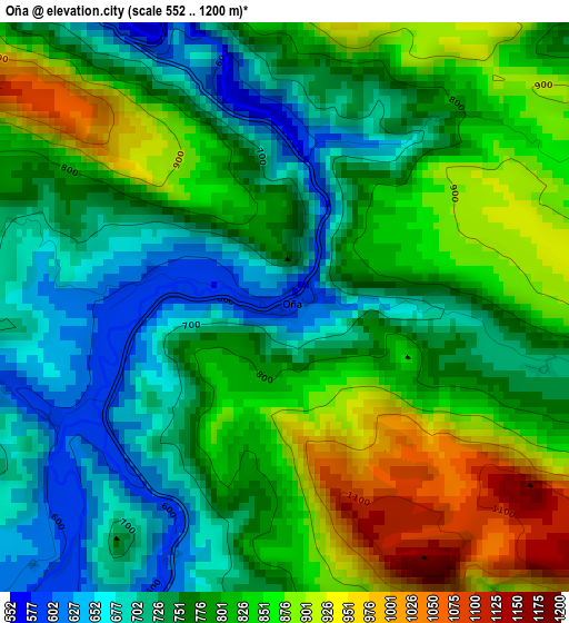 Oña elevation map