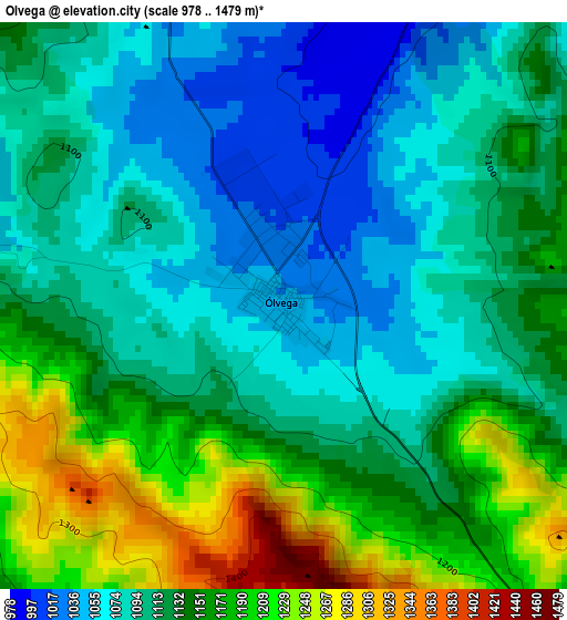 Olvega elevation map