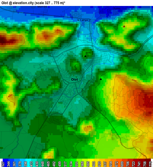 Olot elevation map