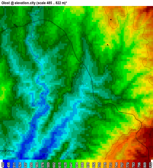 Olost elevation map