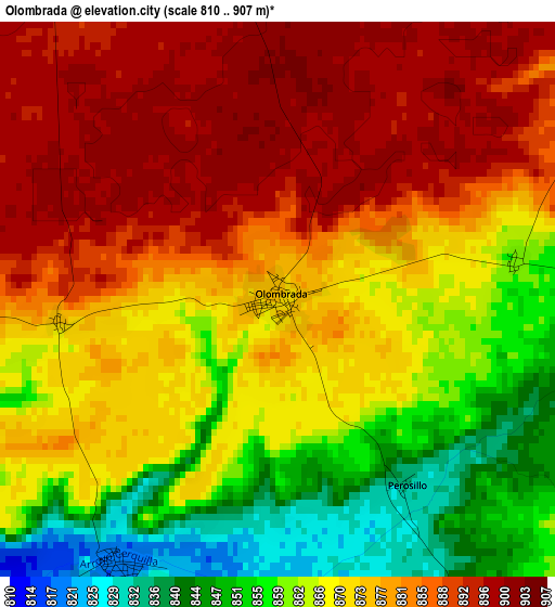 Olombrada elevation map