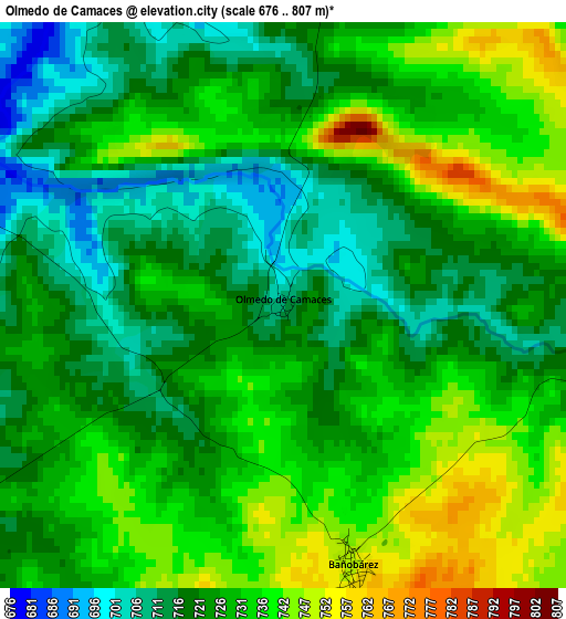 Olmedo de Camaces elevation map