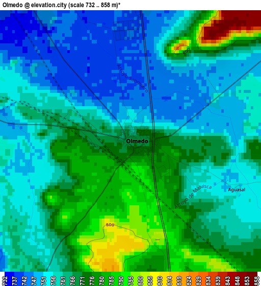 Olmedo elevation map