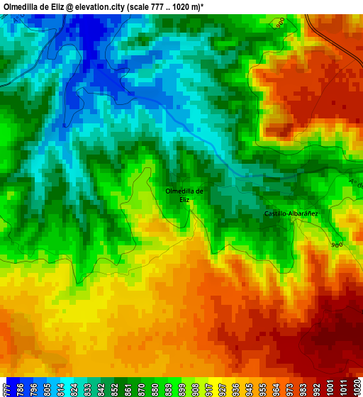 Olmedilla de Eliz elevation map