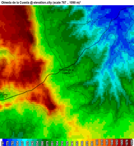 Olmeda de la Cuesta elevation map