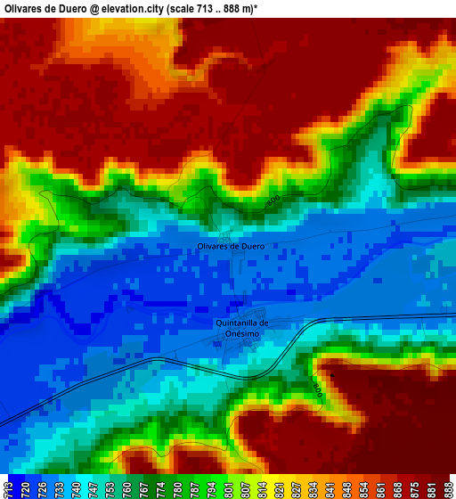 Olivares de Duero elevation map