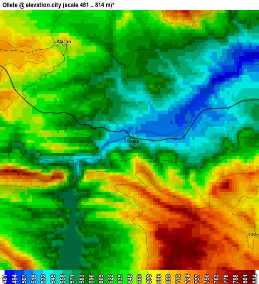 Oliete elevation map