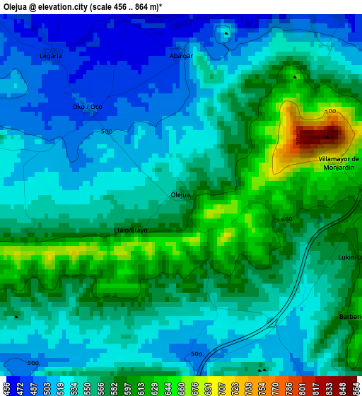 Olejua elevation map