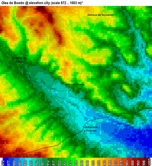 Olea de Boedo elevation map