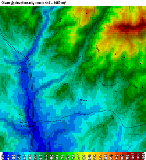 Olvan elevation map