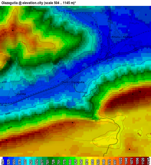 Olazagutía elevation map