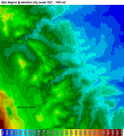 Ojos Negros elevation map