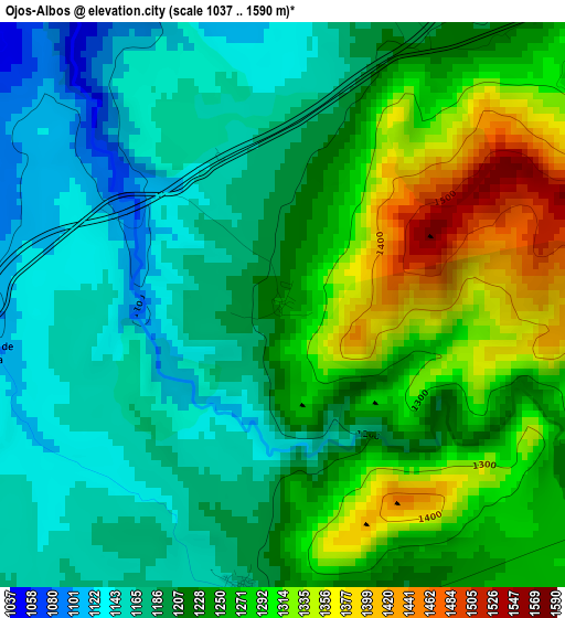 Ojos-Albos elevation map