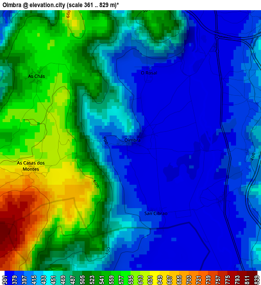 Oimbra elevation map