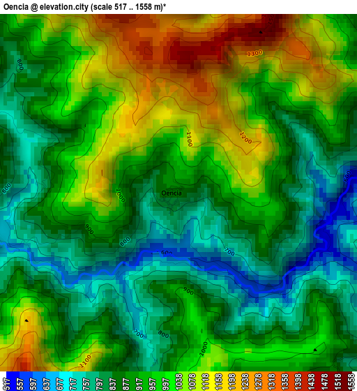 Oencia elevation map