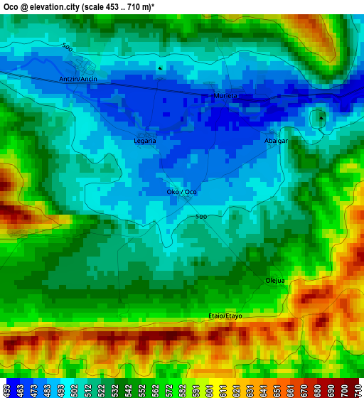 Oco elevation map