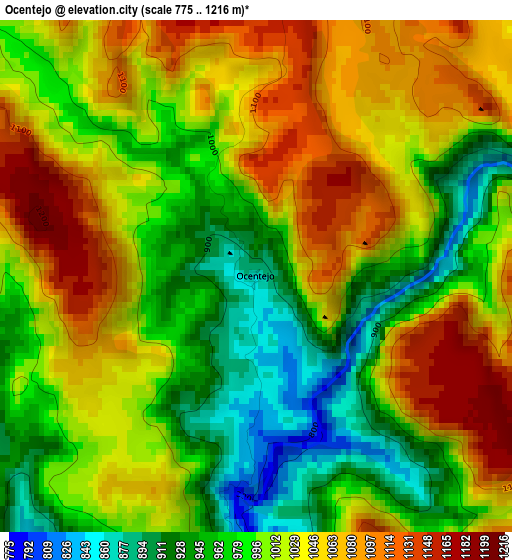 Ocentejo elevation map