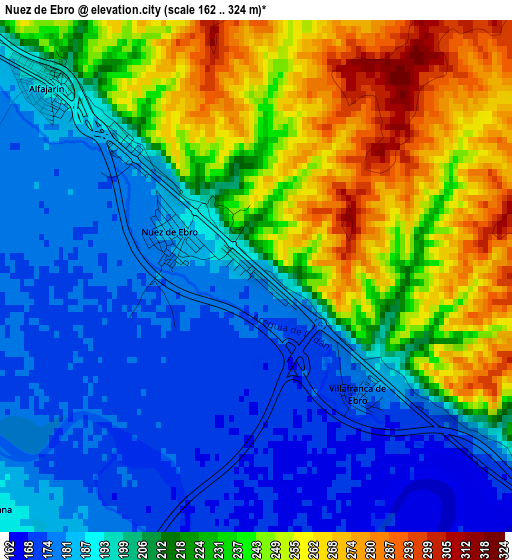 Nuez de Ebro elevation map